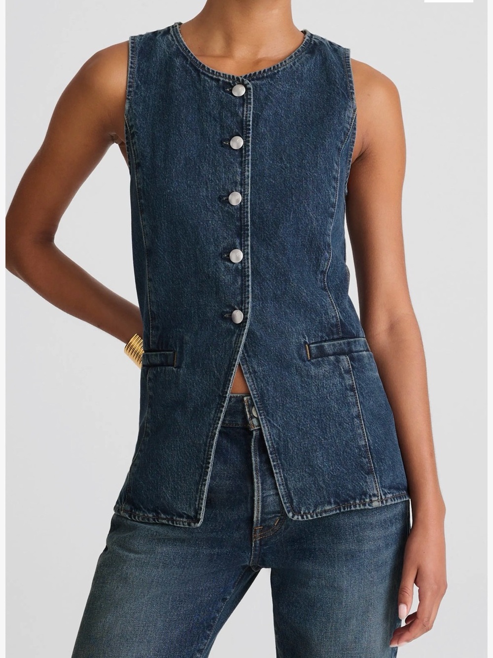 Madewell Dark Blue Denim Cutaway Vest